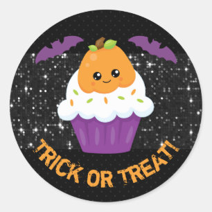 Adesivo Cupcake de Halloween Kawaii Abóbora