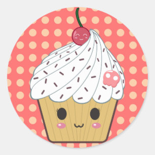 Adesivo Cupcake de Kawaii nas bolinhas
