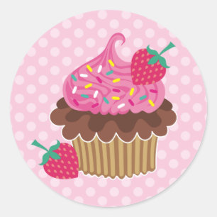 Adesivo Cupcake de morango e chocolate