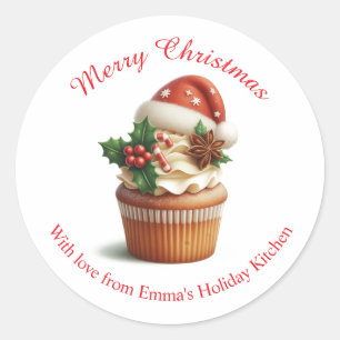 Adesivo Cupcake de Natal Merry Personalize Sticker