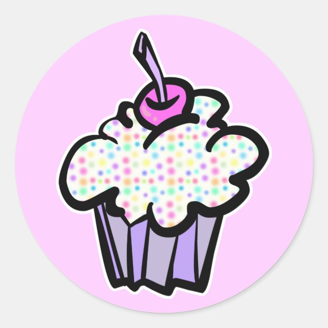Adesivo cupcake de pontos pastel (Frente)