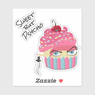 Adesivo Cupcake do Assassino de Kawaii, Rosa, Brilhante