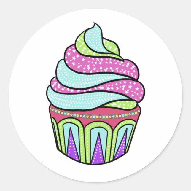 Adesivo Cupcake do fosco colorido (Frente)