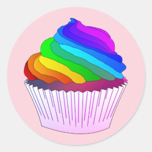 Adesivo Cupcake do glacé do arco-íris