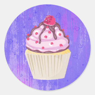 Adesivo Cupcake doce com framboesa no topo