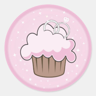 Adesivo Cupcake dos Anéis de Casamento
