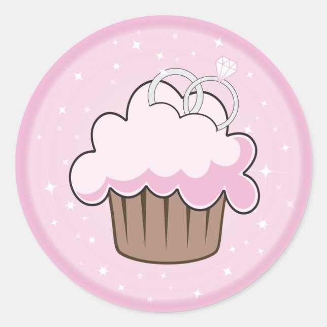 Adesivo Cupcake dos Anéis de Casamento (Frente)