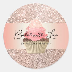 Adesivo Cupcake Dourado Com Amor Personalizado
