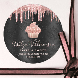 Adesivo Cupcake Dourado Glitter Drives Bakery Chef Preto