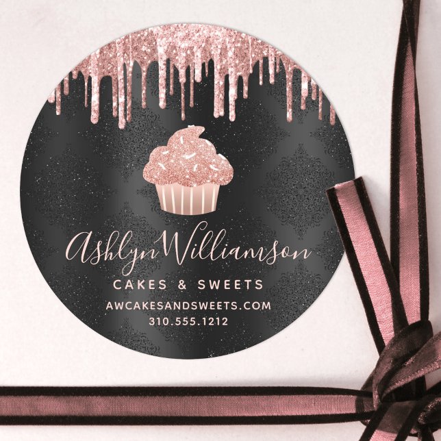 Adesivo Cupcake Dourado Glitter Drives Bakery Chef Preto (Criador carregado)