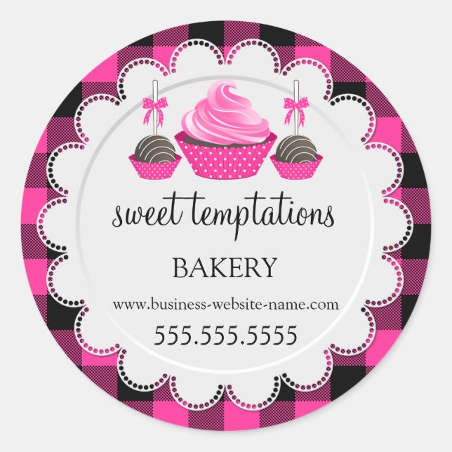 Adesivo Cupcake e Xadrez de Bolo (Frente)