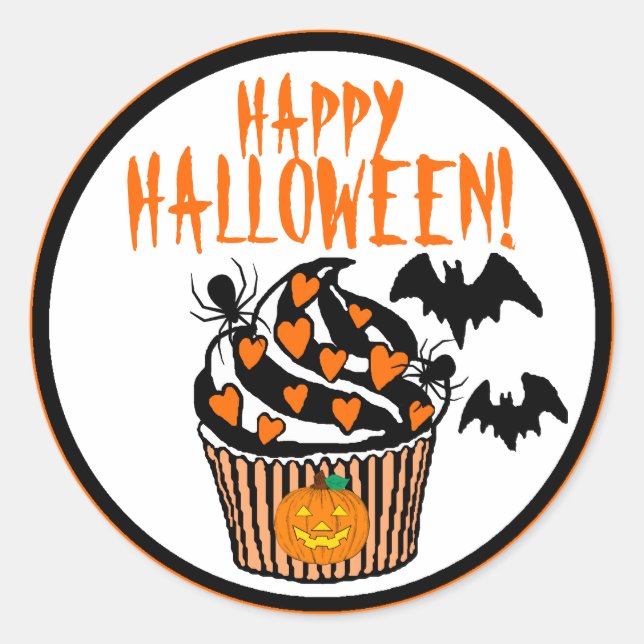 Adesivo Cupcake Feliz Halloween Bats (Frente)