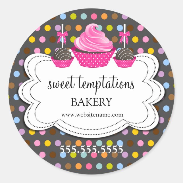 Adesivo Cupcake Festivo Pop De Bolo Embalagem De Panificaç (Frente)