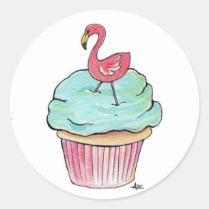Adesivo Cupcake Flamingo Rosa