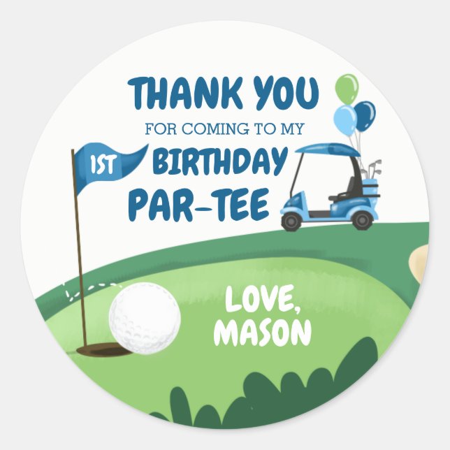 Adesivo Cupcake Golf Par-Tee Topper Boy Birthday Favor (Frente)