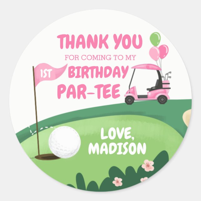 Adesivo Cupcake Golf Par-Tee Topper Boy Birthday Favor (Frente)