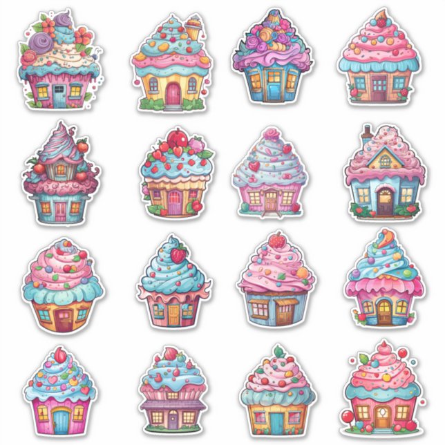 Adesivo Cupcake House 16 Pack (Frente)