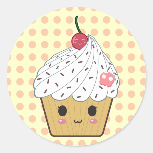 Adesivo Cupcake Kawaii no Bolinhas (Frente)