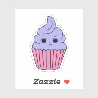 Adesivo Cupcake Lavanda Preocupado