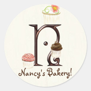 Adesivo Cupcake Letter N Monograma Logotipo para empresas