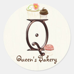 Adesivo Cupcake Letter Q Monograma Logotipo para empresas