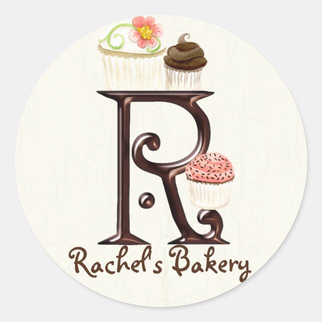 Adesivo Cupcake Letter R Monograma Logotipo para empresas (Frente)