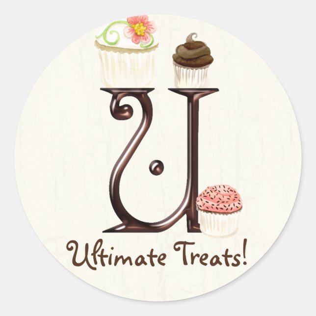 Adesivo Cupcake Letter U Monograma Logotipo para empresas (Frente)