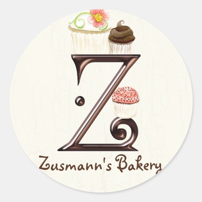 Adesivo Cupcake Letter Z Monograma Logotipo para empresas (Frente)