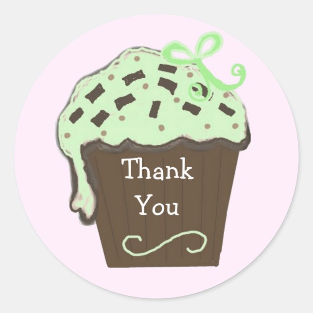 Adesivo Cupcake Mint Obrigado (Frente)