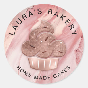 Adesivo Cupcake padaria pastelaria cozinheiros Rosa-Dourad