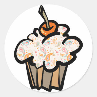Adesivo cupcake paisley e coração