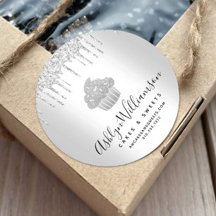 Adesivo Cupcake pastelaria padaria prateado