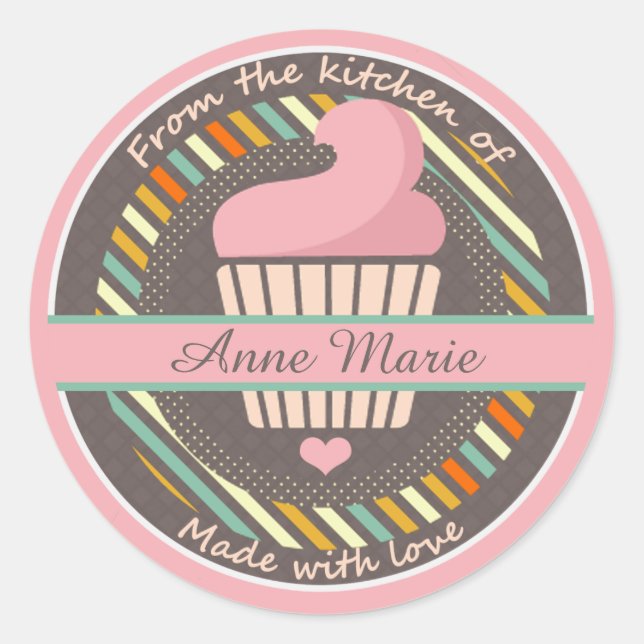 Adesivo Cupcake Personalizado Feito Com Amor (Frente)
