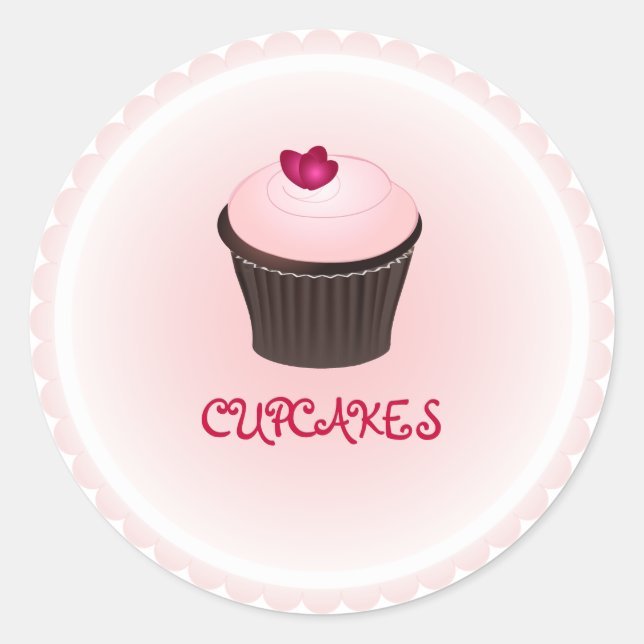 Adesivo Cupcake PixDezines/corações vermelhos (Frente)
