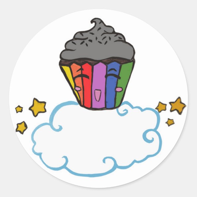 Adesivo Cupcake Rainbow Feliz (Frente)