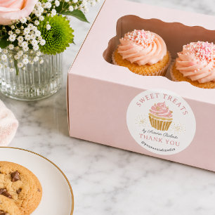 Adesivo Cupcake rosa Bakery Obrigado