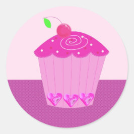 Adesivo Cupcake rosa com cereja no topo