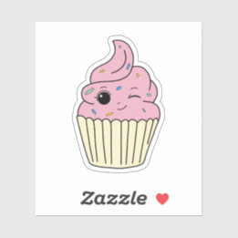 Adesivo Cupcake Rosa Com Confeitos