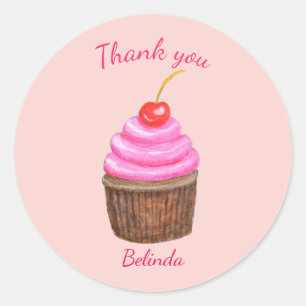 Adesivo Cupcake rosa com um favorito personalizável de cer