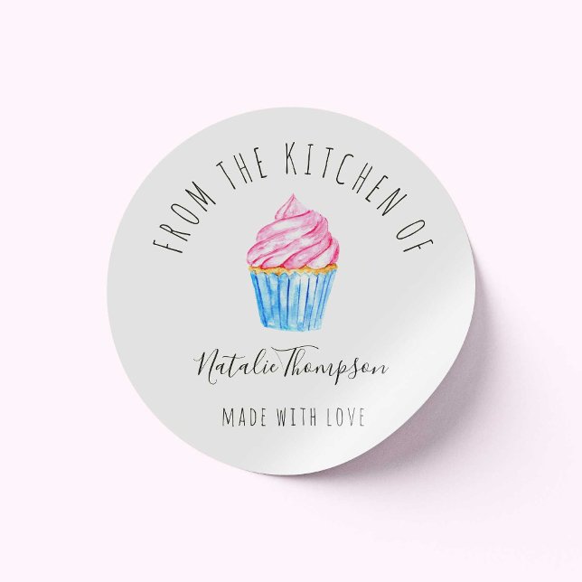 Adesivo Cupcake Rosa da Cozinha de Panificação Caseira (Criador carregado)