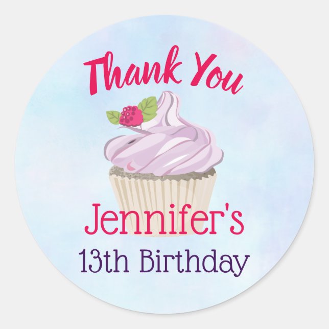 Adesivo Cupcake rosa delicioso Berry no topo (Frente)