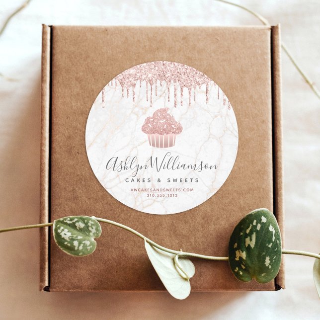 Adesivo Cupcake Rosa Dourado Glitter Drives Marble Chef Ba (Criador carregado)