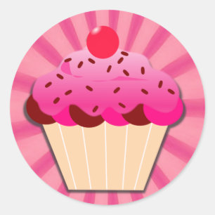 Adesivo Cupcake Rosa E Prascas