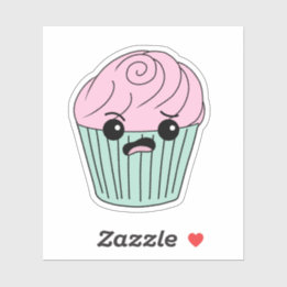 Adesivo Cupcake Rosa Preocupado