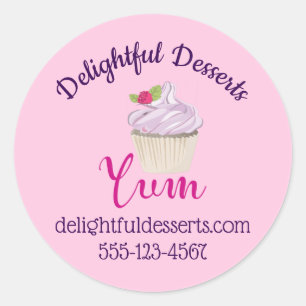 Adesivo Cupcake rosa Yum! Negócios