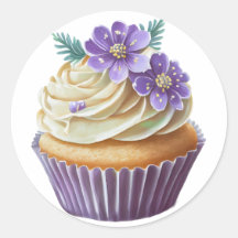 Cupcake roxo com flores