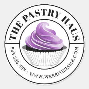 Adesivo Cupcake roxo elegante selos curvados da caixa de