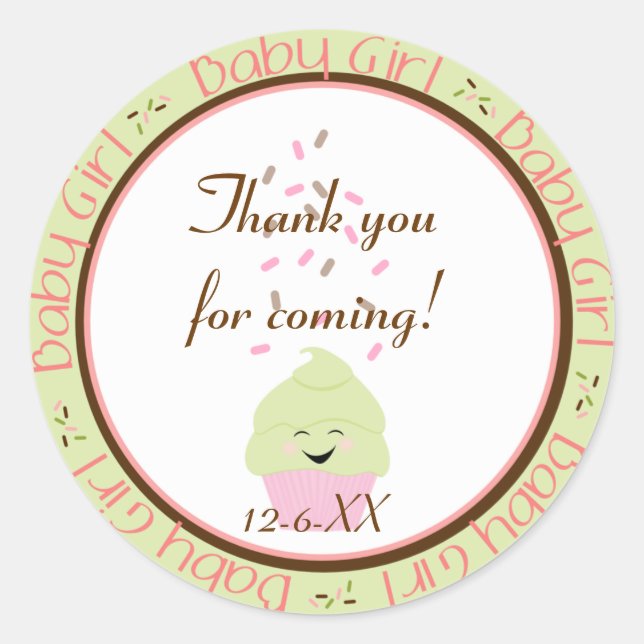 Adesivo Cupcake Sprinkles Baby Girl Sticker (Frente)