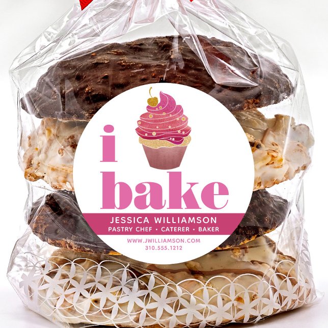 Adesivo Cupcake Vermelho-Cor-de-rosa-Dourada Obra Assar de (Criador carregado)