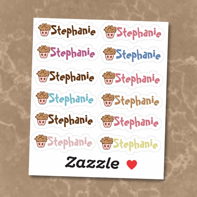 Adesivo Cupcake Whimsical Name Vinyl Stickers - Conjunto d (Sweeten Your World with Whimsical Cupcake Name Stickers 🧁🌈)